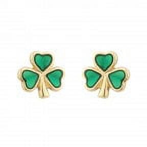 Solvar Gold Plated Medium Enamel Shamrock Stud