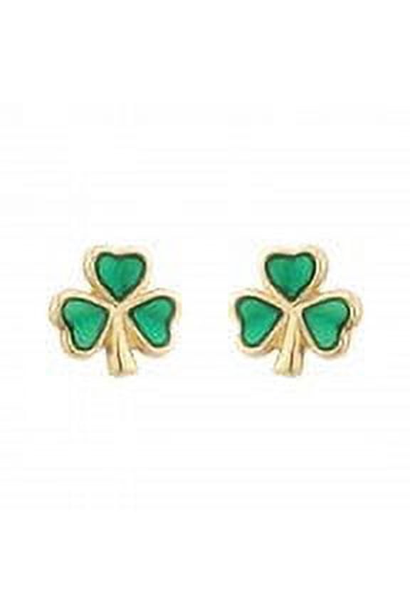 Gold Plated Medium Enamel Shamrock Stud