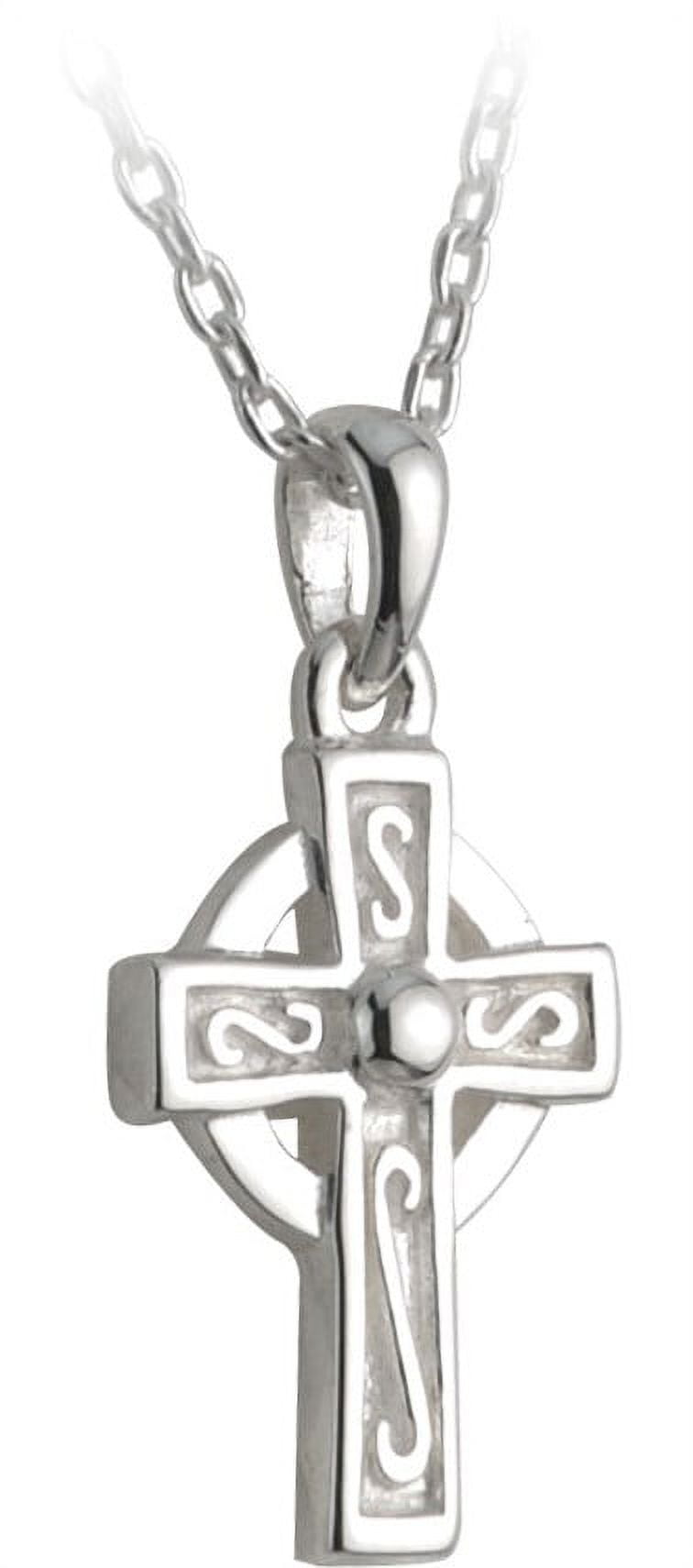 Solvar Irish Jewelry Sterling Silver Celtic Cross Pendant Necklace with Adjustable Chain