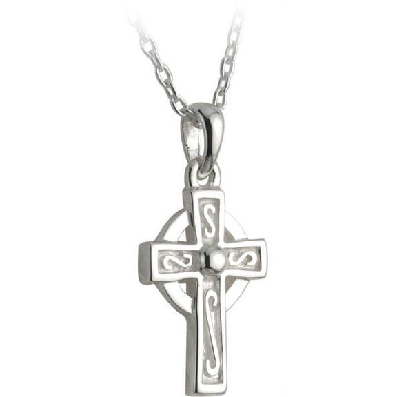 Solvar Irish Jewelry Sterling Silver Celtic Cross Pendant Necklace with Adjustable Chain