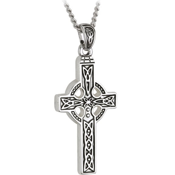 Solvar Pewter Style Celtic Cross Pendant On A Chain | Irish Necklace Jewelry Gift Made in Ireland