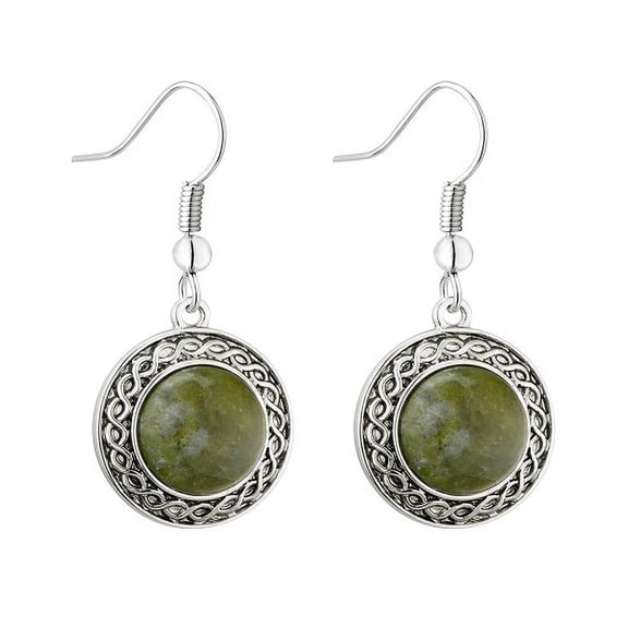 Solvar Rhodium Plated Marble Celtic Drop Earrings