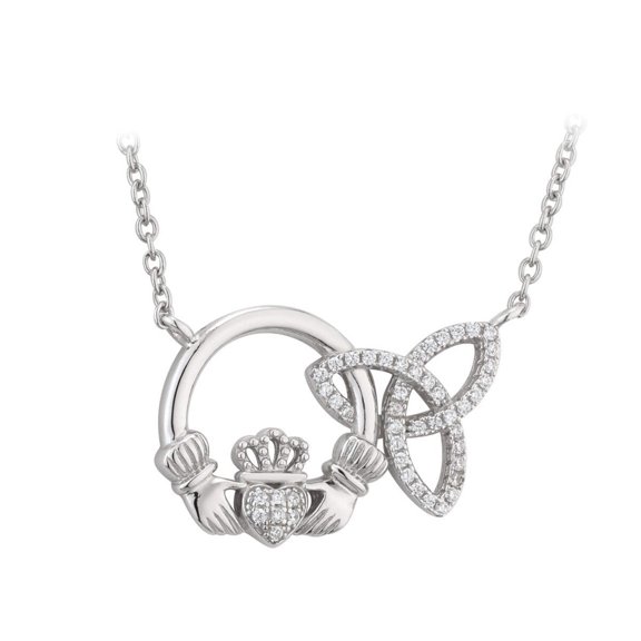 Solvar S/S Cz Interlocking Claddagh Trinity Pendant