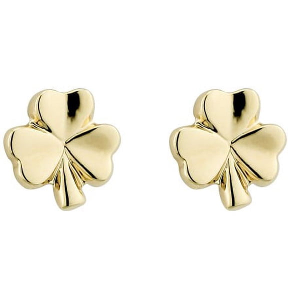 Solvar Shamrock Earrings Studs 18K Gold Plated Made in Ireland