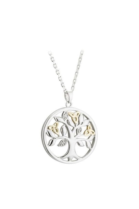 Silver & 10K Diamond Tree of Life Pendant Necklace