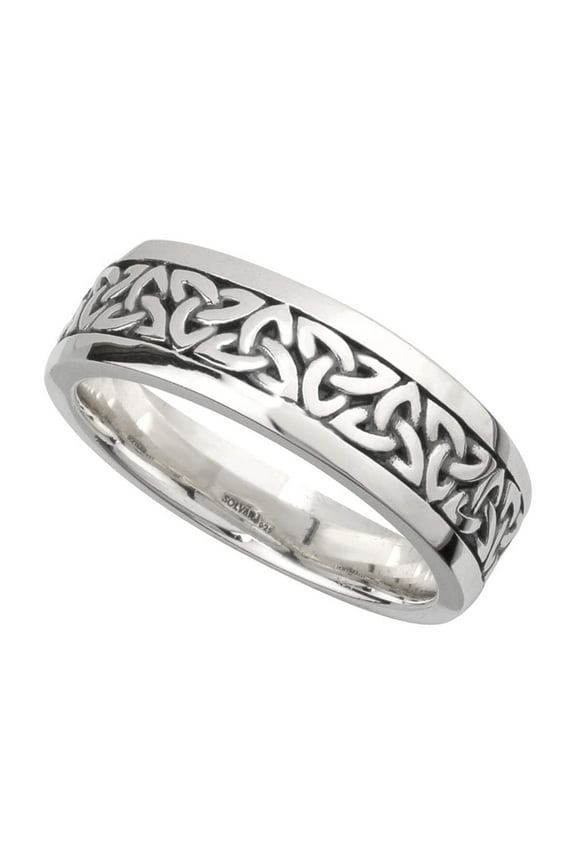Silver Oxidised Gents Trinity Band, Size 12
