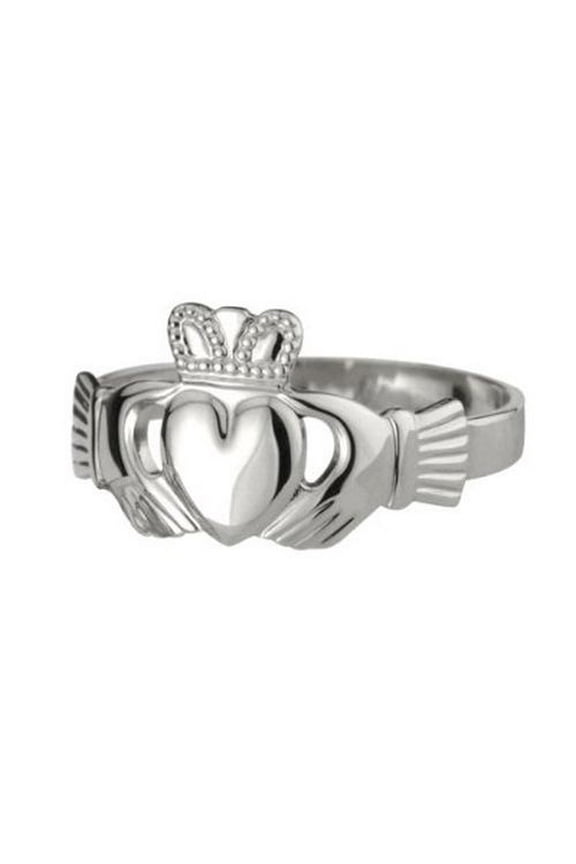 Sterling Silver Gents Heavy Claddagh Ring Size 10