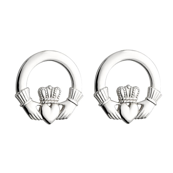 Solvar Sterling Silver Large Claddagh Stud Heavy