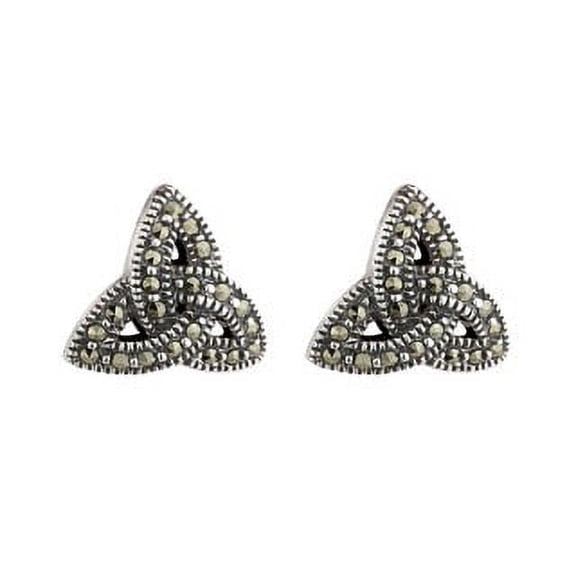 Solvar Sterling Silver Trinity Knot Marcasite Earrings