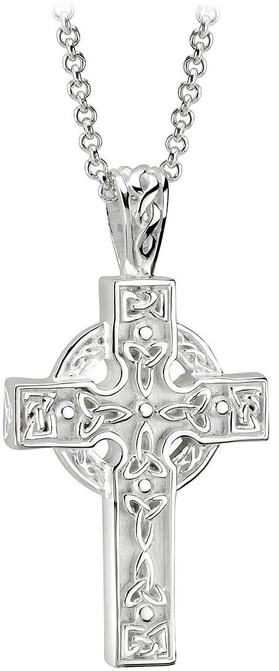 Solvar Trinity Knot Celtic Cross Necklace Sterling Silver Irish Made in