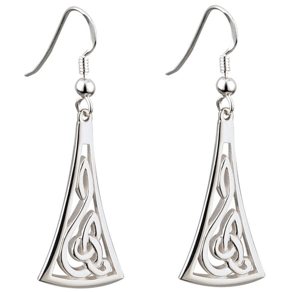 Solvar Women's Sterling Silver Long Celtic Knotwork Drop Earrings