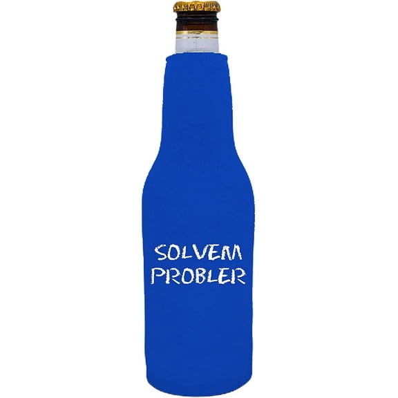 Solvem Probler Funny Zipper Beer Bottle Coolie (Royal Blue)