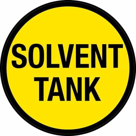 Solvent Tank Sign 12-Inch Circular Round Metal Tin Sign - Warning & First