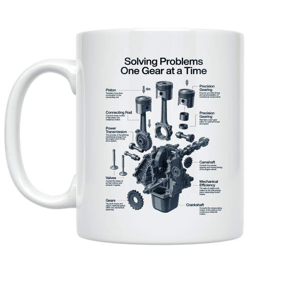Solving Problems One Gear at a Time - Mechanical Engineering Enthusiast - 11 oz Ceramic Coffee Mug