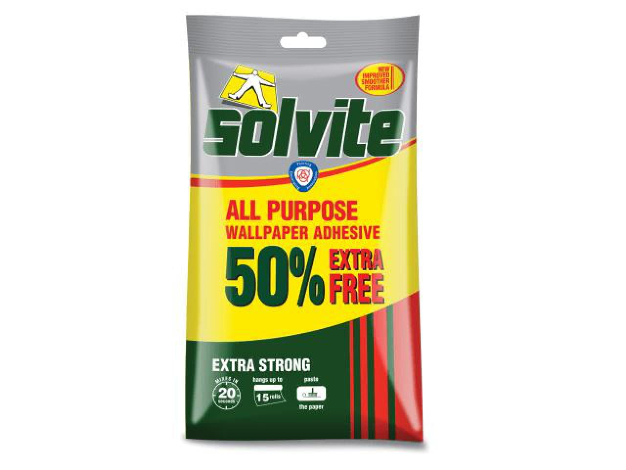 SOLVITE Paste The Wall Wallpaper Paste - 50% EXTRA FREE hang up to 30 Rolls