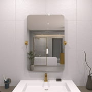 Solvix 24 in. H x 36 in. W Rectangular Framed Tilt Wall Mount Bathroom Vanity Mirror in Brushed Gold
