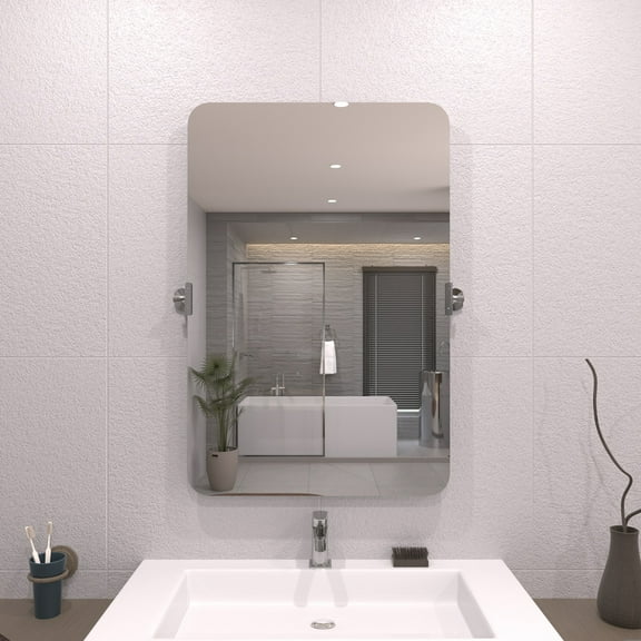 Solvix 24 in. H x 36 in. W Rectangular Framed Tilt Wall Mount Bathroom Vanity Mirror in Chrome