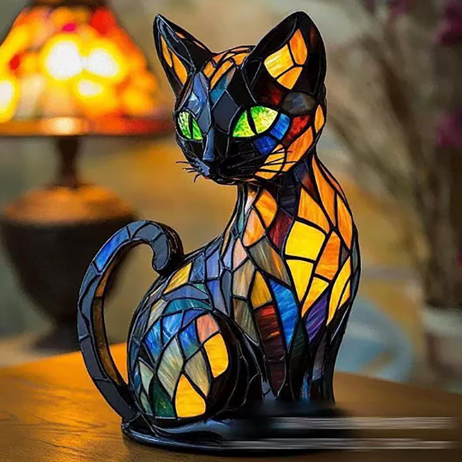 Solymall Glowkitty, Serum/Sherman Glow Kitty Dreamy Cat Night Lamp, Vueez/Libiyi/Sherum/Vianys/Pubyfun/Migilife/Solymall Stained Glowkitty Glass Cat Lamp for Cats Lovers (A2)