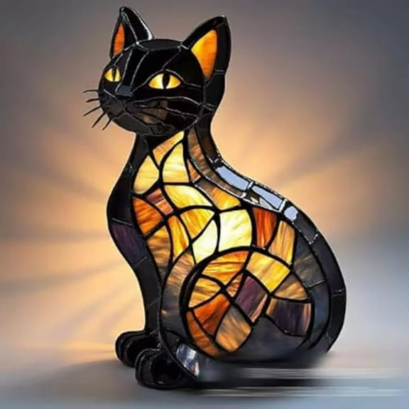 Solymall Glowkitty, Serum/Sherman Glow Kitty Dreamy Cat Night Lamp, Vueez/Libiyi/Sherum/Vianys/Pubyfun/Migilife/Solymall Stained Glowkitty Glass Cat Lamp for Cats Lovers (A1)