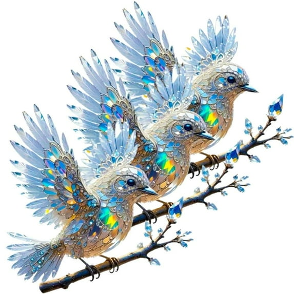 Solymall Spirit Bluebird, Crystal Sky Bluebird Stained Art Ornament, 2D Stained Hummingbird Diamond Art Kits Radiant Bird Design