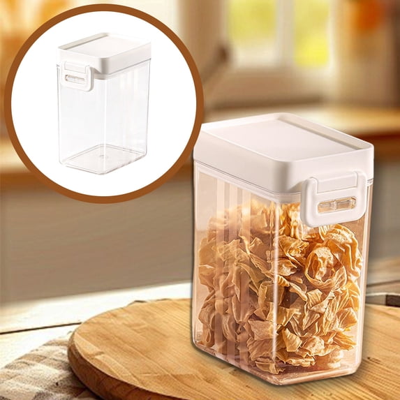 SomWiBe 20.29 fl oz Airtight Food Storage Container, Stackable Kitchen Canister for Snacks, Cereal, Pet Treats and Pantry Organization, Clear Brown Gray Storage Jar