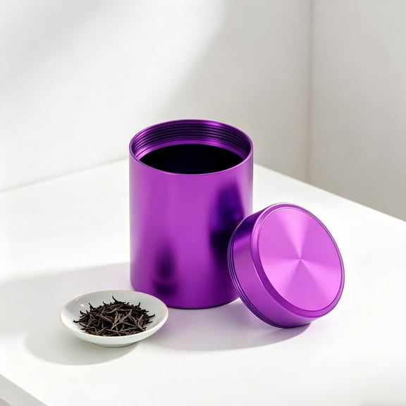 SomWiBe 60ML (~2 fl oz) Portable Purple Metal Storage Jar Airtight Mini Travel Container for Tea Spices Candy Coffee Durable Reusable