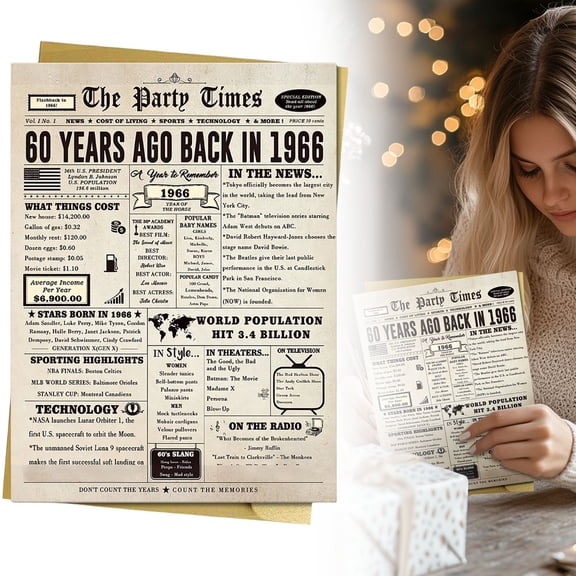 SomWiBe 60th Birthday Card for Women Men Retro Birthday Poster Gift for 60 Year Old Mom Dad Grandpa Granny Funny Party Decorations, 11.02" x 8.27"