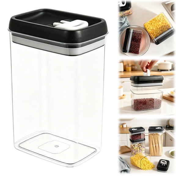 💥SomWiBe Airtight Storage Container with Lid Clear Acrylic Pantry Organizer Stackable Flip Top Canister for Pasta Coffee Noodle Kitchen Storage Jar 0.8L Slim Design