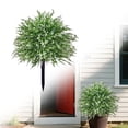 thumbnail image 1 of SomWiBe Artificial Lavender Plants Faux Boxwood Shrubs Outdoor Greenery Decor UV Resistant Plastic Hedge Plants with Ground Insert White Green 1 Pack 21.65 x 15.74 Inches, 1 of 7