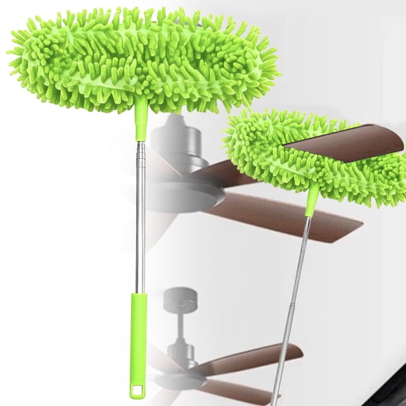 SomWiBe Chenille Duster with Extendable Handle, Green Microfiber Car Wash Brush for Home, Window and Auto Cleaning, 1 Pc