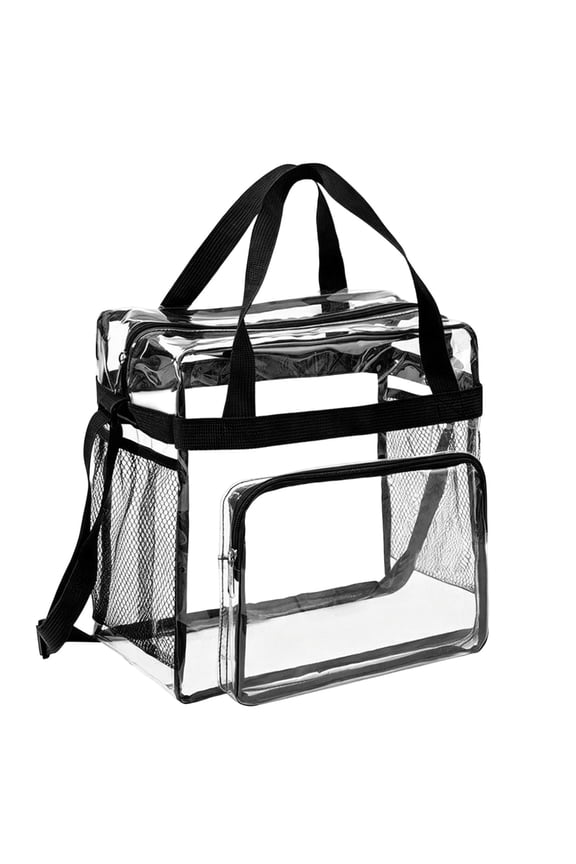 Clear Tote Bag, Waterproof PVC Zipper Organizer Carryall for Kitchen Travel and Stadium Use, 1 Pack, 11.8 x 7.9 x 2 In