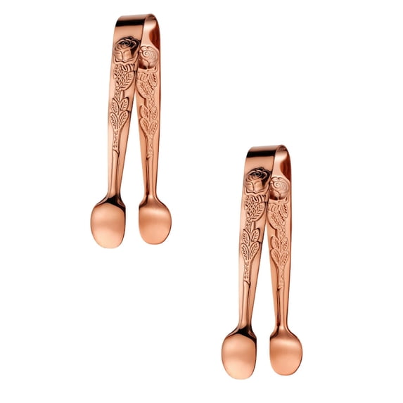 SomWiBe Copper Mini Tongs 2 PCS Charcuterie Board Utensils Ice Tongs For Ice Bucket Cocktail Tongs Candy Buffet Accessories 1 Pack