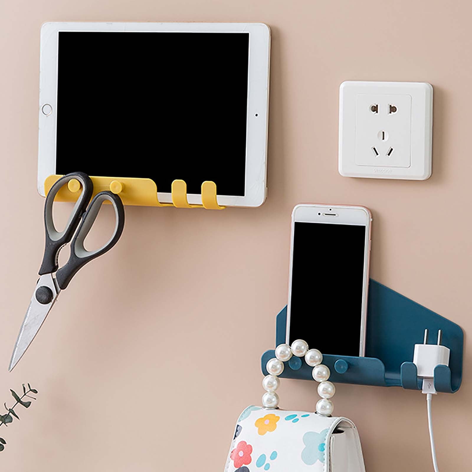 SomWiBe Creative Phone And Tablet Charging Stand With 4 Hooks Wall