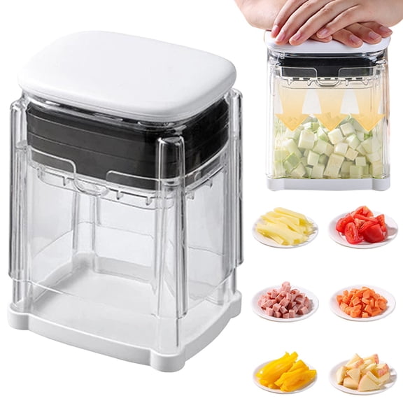 SomWiBe French Fry Cutter, 3-in-1 Potato Cutter with Interchangeable Blades, Heavy Duty Fry Cutter for Potatoes and Vegetables, Black, Kitchen Chop Box Tool