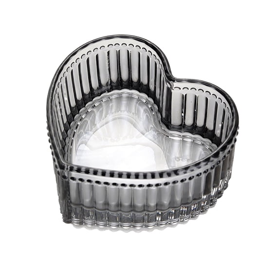 SomWiBe Heart Candy Bowl, Compact Glass Organizer Dish for Drawer Storage, Space-Saving Snack and Ring Holder, 1 Pack, 3.7 In
