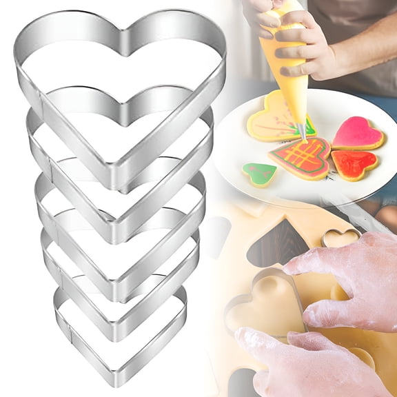 SomWiBe Heart Cookie Cutter Set, Heart Shaped Cookie Cutter for Holiday Baking, Gift-Ready Stainless Steel Mold, 5 Pieces
