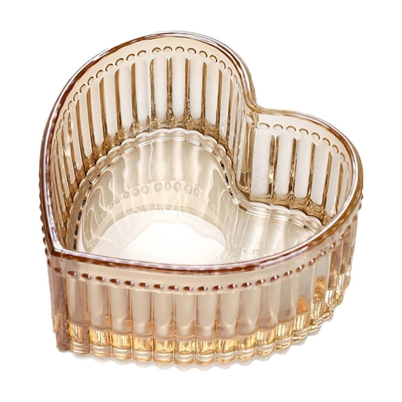 SomWiBe Heart Shaped Box, Crystal Candy Dish and Glass Trinket Box for Gifts, Covered Serving Accent, 1 Pack, 4.7 In