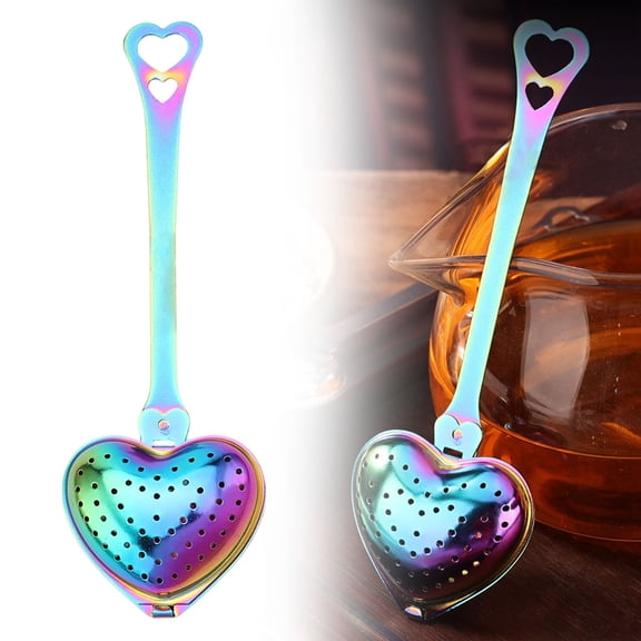 SomWiBe Heart Tea Infuser Spoon, Loose Leaf Tea Steeper for Parties, Colorful Stainless Steel Mesh Strainer, 1 Pc