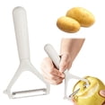 thumbnail image 1 of SomWiBe Horizontal Vegetable Peeler White Wheat Straw Handle Sharp Stainless Steel Ceramic Blade Potato Fruit Peeling Tool 5.5in, 1 of 6