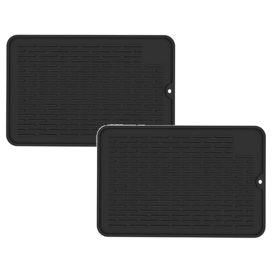 SomWiBe Housewarming Gift Silicone Dish Drying Mat Set, Heat Resistant Drying Mat for Kitchen Counter, Waterproof, 2 Pack