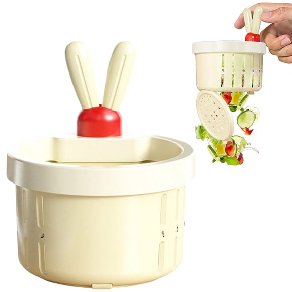 SomWiBe Kitchen Sink Strainer Basket – Press-to-Dump Rabbit Design 2.76 Inch Food Residue Collector with One-Press Stopper Beige Multifunctional Drain Filter