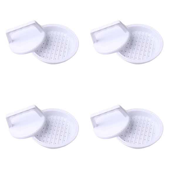 SomWiBe Plastic Hamburger Press Set, 4 PCS Burger Patty Maker Round Mold for DIY Burgers, Hamburger Plate Set Kitchen Meat Press, White