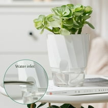 SomWiBe Self Watering Planter African Violet Pots Clear Plastic Automatic Watering Planter Flower Pot Square Plant Pot For All House Plants Succulents Herb
