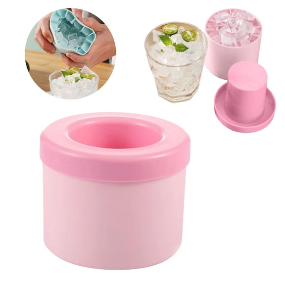 SomWiBe Silicone Ice Mold Cup, 40 Grid Ice Maker Cup with Easy Release Squeeze Design for Whiskey, Cocktails, Coffee and Cold Drinks, Pink, 2.95 x 2.36 in