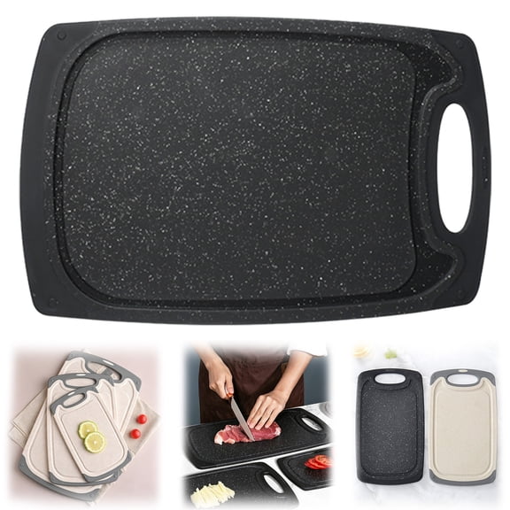 SomWiBe Small Black Cutting Board for Kitchen, Double-Sided Wheat Straw Chopping Board for Party Prep, 9.8 x 5.8 In