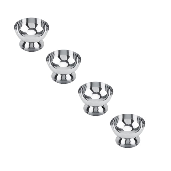 SomWiBe Stainless Steel Dessert Cups for Less Mess, Reusable Footed Ice Cream Bowls, Silver Sundaes, 4 Pack, 4 x 2.4 In