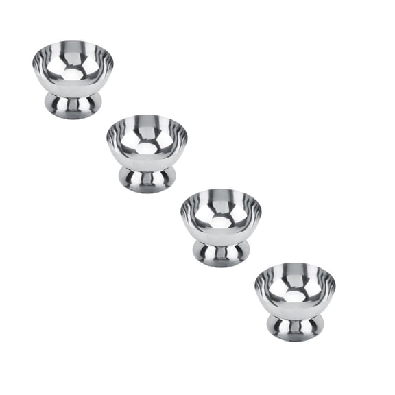 SomWiBe Stainless Steel Dessert Cups for Less Mess, Reusable Footed Ice Cream Bowls, Silver Sundaes, 4 Pack, 4 x 2.4 In