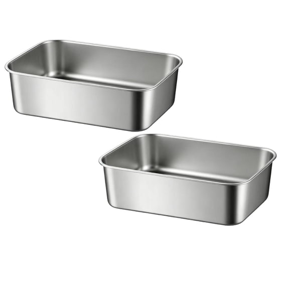 SomWiBe Stainless Steel Food Storage Containers With Lids 10×8×2 Inch Stackable Baking Pan Square Tray Leakproof Meal Prep Box Oven Freezer Safe 2PCS Silver