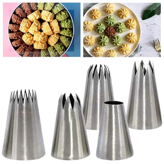 SomWiBe Stainless Steel Piping Tips Set, 5-Piece Large Icing Piping Set for Cupcakes, Cakes, and Party Desserts
