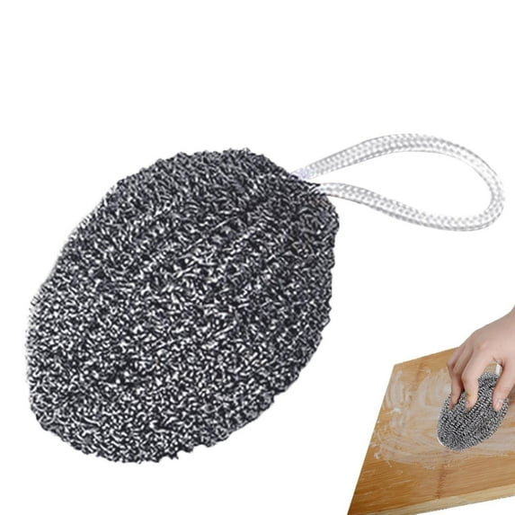 SomWiBe Steel Wire Household Hanging Rope Steel Wire Kitchen Cleaning Stainless Steel Pot Brush Not Falling Off Wire Dishwashing Brush Tool